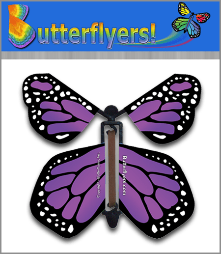 Purple Monarch Wind Up Flying Butterfly For Greeting Cards by Butterflyers.com