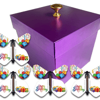 Purple Exploding Butterfly Birthday Gift Box With 4 Birthday Gift Wind Up Flying Butterflies from butterflyers.com