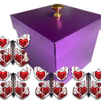 Purple Mother's Day Exploding Butterfly Gift Box With Big Hearts Wind Up Flying Butterflies from butterflyers.com