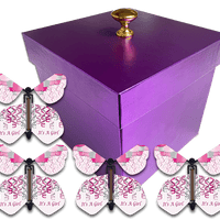 Purple Gender Reveal Exploding Box With It's A Girl Flying Butterflies From Butterflyers.com