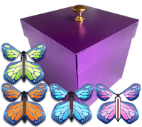 
              Purple Exploding Butterfly Gift Box With 4 Multi Cobalt Color Wind Up Flying Butterflies from butterflyers.com
            