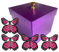 
              Purple Gender Reveal Exploding Box With Pink Monarch Flying Butterflies From Butterflyers.com
            