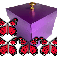 Purple Exploding Butterfly Gift Box With 4 Red Monarch Wind Up Flying Butterflies from butterflyers.com