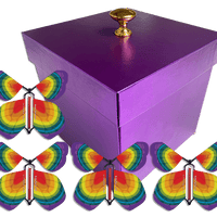 Purple Exploding Butterfly Gift Box With 4 Tye Dye Wind Up Flying Butterflies from butterflyers.com