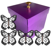 
              Purple Exploding Butterfly Gift Box With 4 White Monarch Wind Up Flying Butterflies from butterflyers.com
            