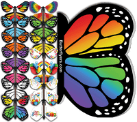 
              Rainbow Monarch Flying Butterfly Booklet with 5 flying butterflies from butterflyers.com
            