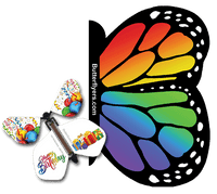 
              Rainbow Exploding Butterfly Card with Birthday Gifts wind up flying butterfly from butterflyers.com
            