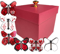 
              Red Valentines Day Exploding Butterfly Box With Wind Up Flying Butterflies
            