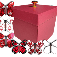 Red Valentines Day Exploding Butterfly Box With Wind Up Flying Butterflies