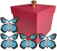 
              Red Exploding Butterfly Gift Box With 4 Blue Monarch Wind Up Flying Butterflies from butterflyers.com
            