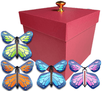 
              Red Exploding Butterfly Gift Box With 4 Multi Metal Color Wind Up Flying Butterflies from butterflyers.com
            
