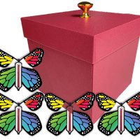 Red Exploding Butterfly Gift Box With 4 Rainbow Monarch Wind Up Flying Butterflies from butterflyers.com