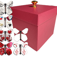 Red Exploding Butterfly Box With Wind Up Flying Wedding Butterflieserflyers.com