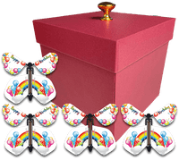 
              Red Exploding Butterfly Birthday Box With 4 Birthday Rainbows Wind Up Flying Butterflies from butterflyers.com
            