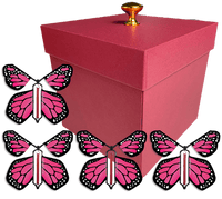 
              Red Exploding Butterfly Gift Box With 4 Pink Monarch Wind Up Flying Butterflies from butterflyers.com
            