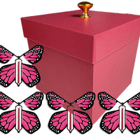 Red Exploding Butterfly Gift Box With 4 Pink Monarch Wind Up Flying Butterflies from butterflyers.com