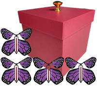 
              Red Exploding Butterfly Gift Box With 4 Purple Monarch Wind Up Flying Butterflies from butterflyers.com
            