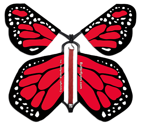 Red monarch wind up flying butterfly from butterflyers.com