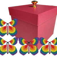 Red Exploding Butterfly Gift Box With 4 Tye Dye Wind Up Flying Butterflies from butterflyers.com