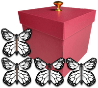
              Red Exploding Butterfly Gift Box With 4 White Monarch Wind Up Flying Butterflies from butterflyers.com
            