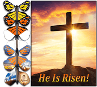 
              He is Risen Greeting Card with wind up flying butterfly by Butterflyers.com
            