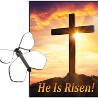 He is Risen Greeting Card with Blank wind up flying butterfly by Butterflyers.com