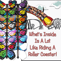 Roller Coaster greeting card with wind up flying butterfly from Butterflyers.com