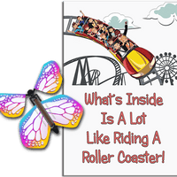 Roller Coaster greeting card with Bismuth wind up flying butterfly from Butterflyers.com