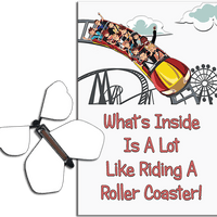 Roller Coaster greeting card with Blank wind up flying butterfly from Butterflyers.com