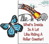 
              Roller Coaster greeting card with Blue wind up flying butterfly from Butterflyers.com
            