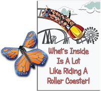 
              Roller Coaster greeting card with Cobalt Orange wind up flying butterfly from Butterflyers.com
            