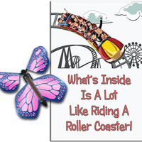 Roller Coaster greeting card with Cobalt Pink wind up flying butterfly from Butterflyers.com