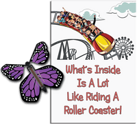 
              Roller Coaster greeting card with Purple wind up flying butterfly from Butterflyers.com
            