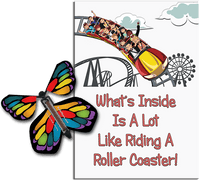 
              Roller Coaster greeting card with Stained Glass wind up flying butterfly from Butterflyers.com
            