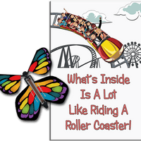 Roller Coaster greeting card with Stained Glass wind up flying butterfly from Butterflyers.com
