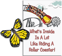 
              Roller Coaster greeting card with Yellow wind up flying butterfly from Butterflyers.com
            