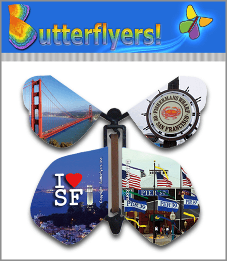 I Love SF Wind Up Flying Butterfly For Greeting Cards by Butterflyers.com