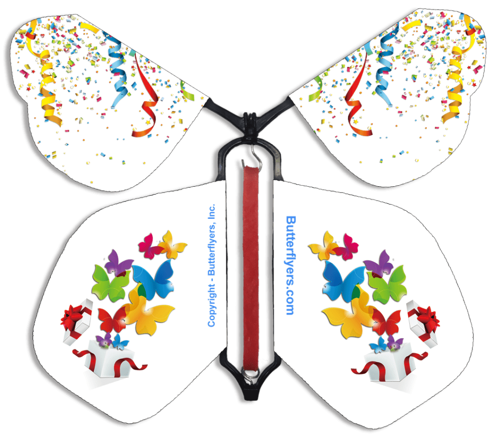 White Christmas Exploding Butterfly Box with Wind Up Flying Butterflies Christmas Gifts Flying Butterfly x 4 by Butterflyers