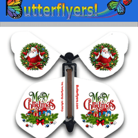 Packaged Christmas Santa Wind Up Flying Butterfly For Greeting Cards by Butterflyers.com