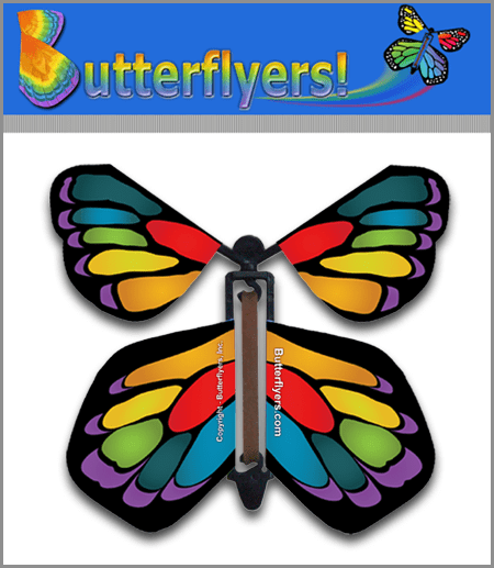 Stained Glass Monarch Wind Up Flying Butterfly For Greeting Cards by Butterflyers.com