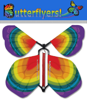 
              Tye Dye Rainbow Wind Up Flying paper Butterfly for greeting cards from butterflyers.com
            