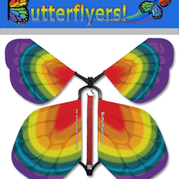 Tye Dye Rainbow Wind Up Flying paper Butterfly for greeting cards from butterflyers.com