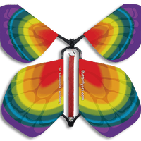 Tye Dye Rainbow Surprise Wind Up Flying Butterfly for greeting cards from butterflyers.com