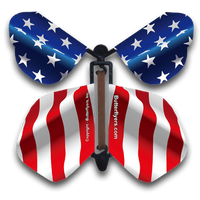 USA Flag Wind Up Flying Butterfly For Greeting Cards by Butterflyers.com