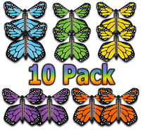 
              10-pack - Multi Color wind up flying Monarch butterflies from butterflyers.com
            