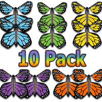 10-pack - Multi Color wind up flying Monarch butterflies from butterflyers.com