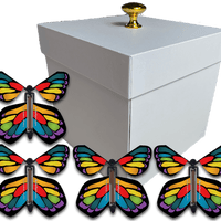 White Easter Exploding Butterfly Gift Box With 4 Stained Glass Wind Up Flying Butterflies from butterflyers.com