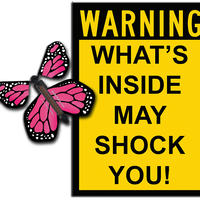 Warning Greeting Card with Pink monarch wind up flying butterfly from butterflyers.com