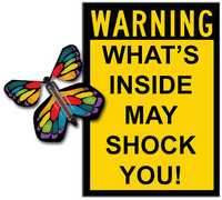 
              Warning Greeting Card with Stained Glass monarch wind up flying butterfly from butterflyers.com
            
