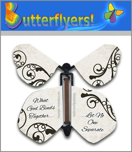 Classic Wedding Wind Up Flying Butterfly For Greeting Cards by Butterflyers.com